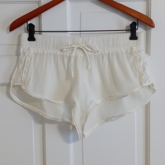 Roxy Pants - 🍑Roxy🍑 - Cream Sheer Lounge/Cover-Up Short w/Lace Sides